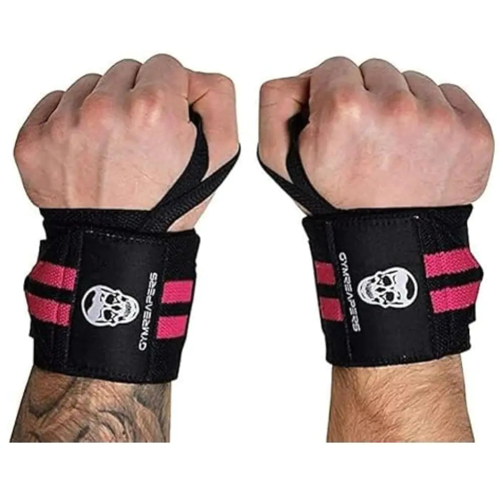 Gymreapers Weightlifting Wrist Wraps (Competition Grade) 18" Professional Quality Wrist Support with Heavy Duty Thumb Loop - Best Wrap for Powerlifting Strength Training Bodybuilding(Pink18")