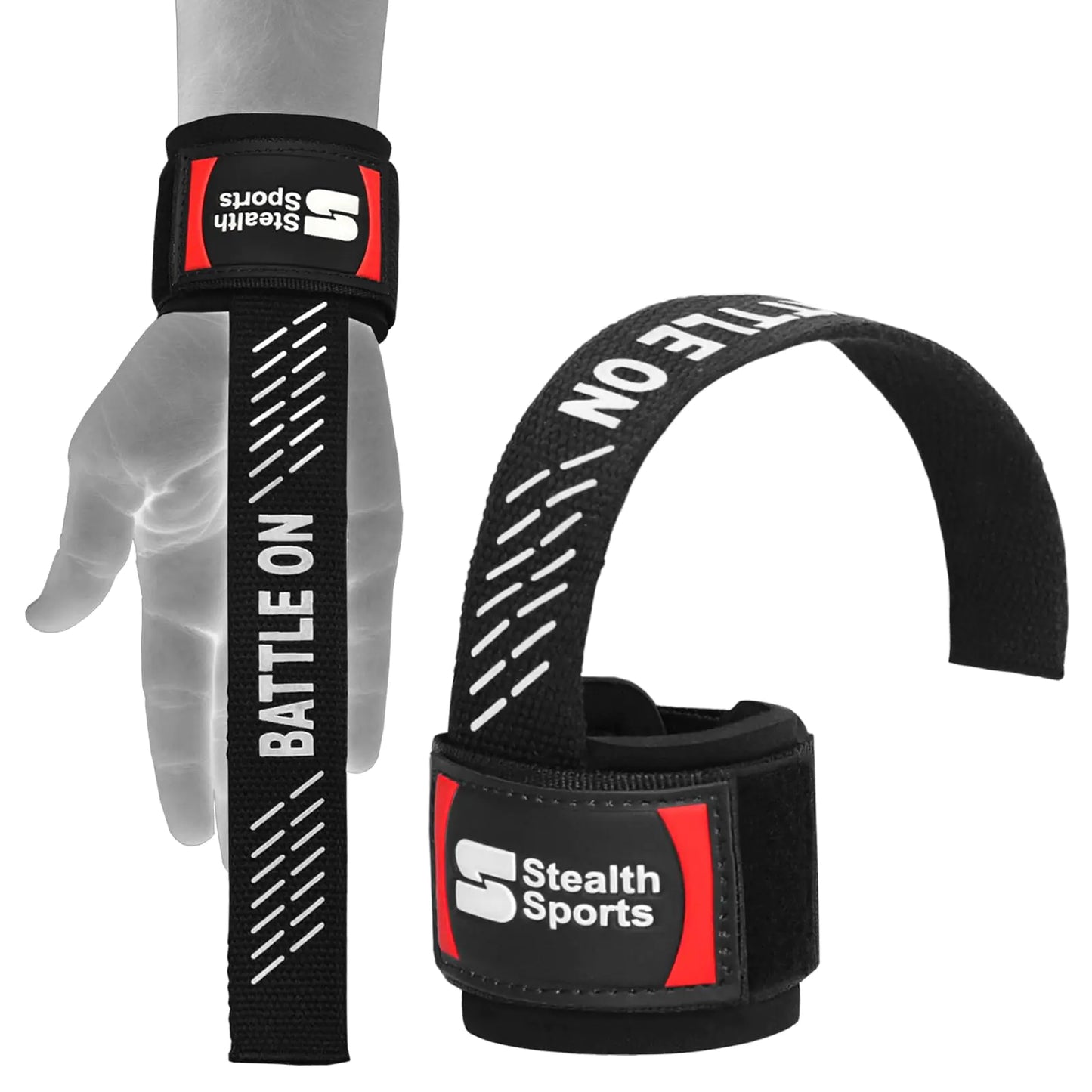 Stealth Sports Weight Lifting Straps with Wrist Support – Non Slip Gym Wrist Straps Wraps – 6MM Neoprene Padded Power Strap - Weightlifting Fitness Bodybuilding Workout –Deadlift Straps