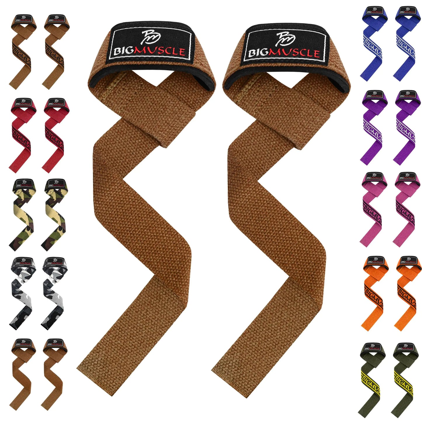 Big Muscle Wrist Straps for Weight Lifting - 24 Lifting Straps for Weightlifting | Gym Wrist Wraps with Extra Hand Grips Support for Strength Training | Deadlifting (Brown)