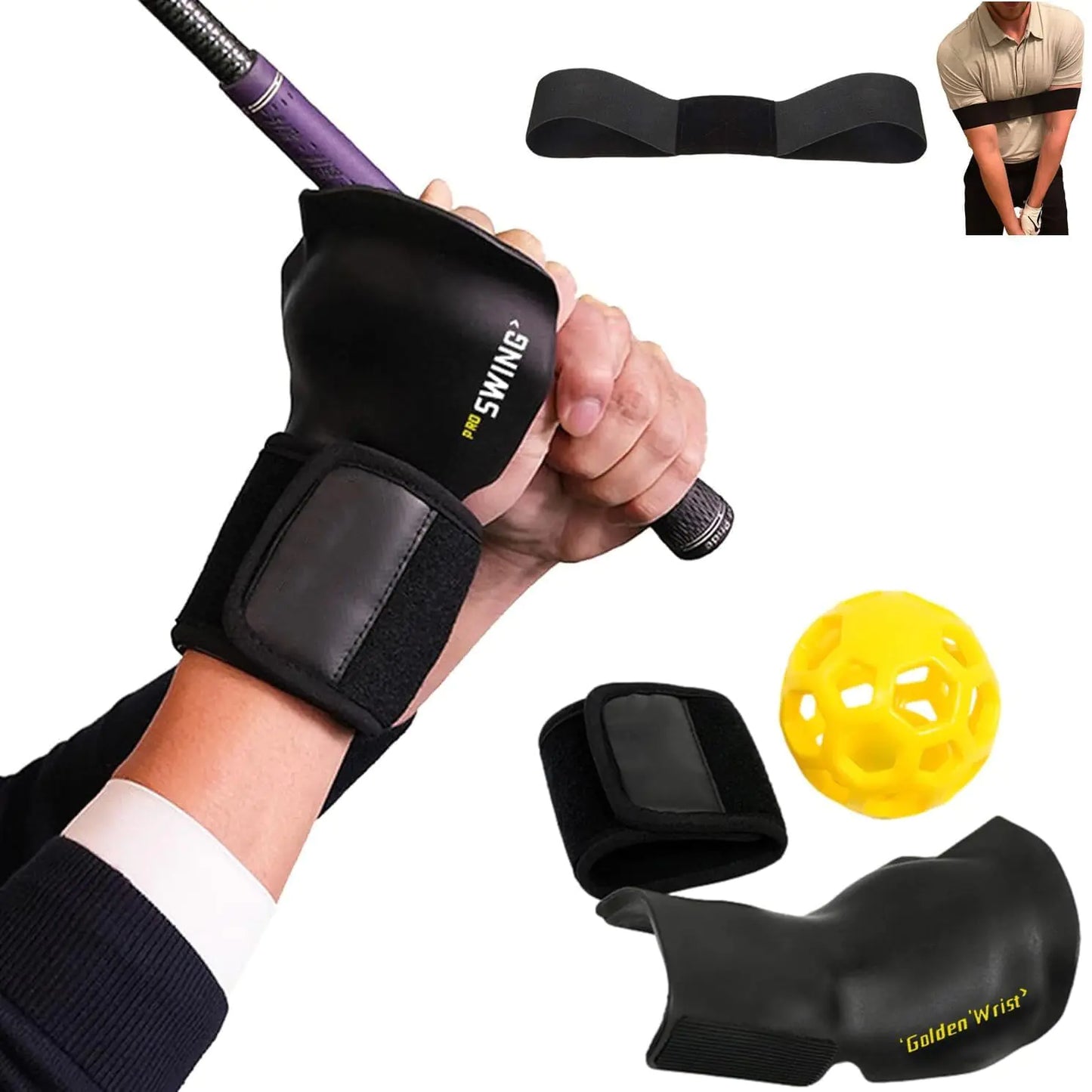 WEIYIBIKE Golf Swing Trainer Ball Golf Swing Training Aid for Posture Correction Golf Swing Practice Training Aid Golf Wrist Training Aid with Arm Band for Men Women Golfer Beginner Practice