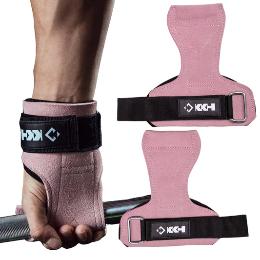 KKH Wrist Straps for Weightlifting Lifting Straps for Weightlifting Heavy Duty Deadlift Straps Gloves for Weight Lifting Powerlifting with Adjustable Wrist Grips Fitness Pads (Pink)