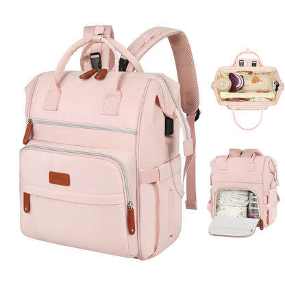 Hebove Diaper Bag Backpack With Changing Pad Baby Girl Diaper Bags for Mom Dad With Insulated Pockets Multifunction Travel Diaper Backpack Stroller Straps Large Capacity Waterproof