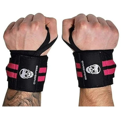 Gymreapers Weightlifting Wrist Wraps (Competition Grade) 18" Professional Quality Wrist Support with Heavy Duty Thumb Loop - Best Wrap for Powerlifting Strength Training Bodybuilding(Pink18")