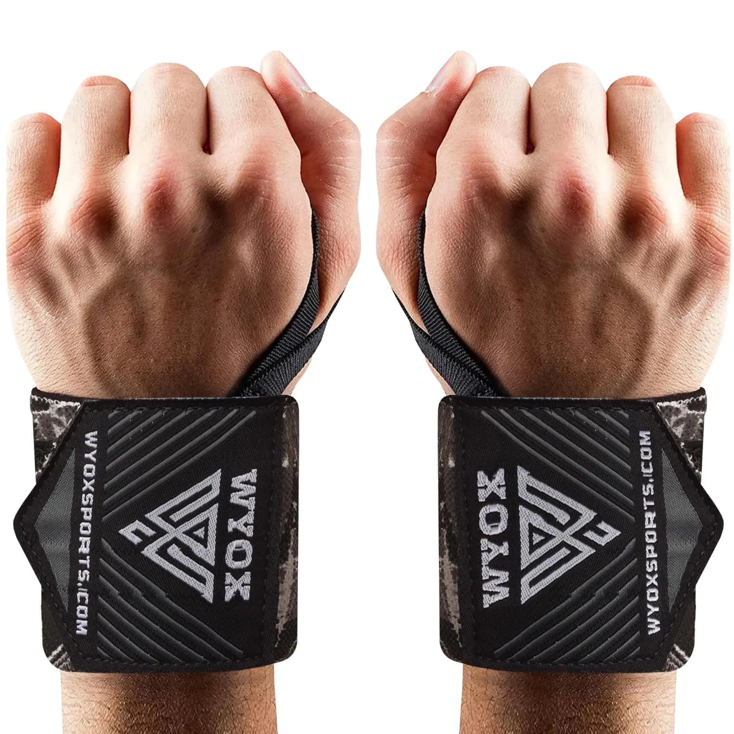 WYOX Weightlifting Wrist Wraps 18" Professional Quality Wrist Support with Heavy Duty Thumb Loop Best Wrap for Powerlifting Competition Strength Training Bodybuilding Gym Workout Bands for Stability