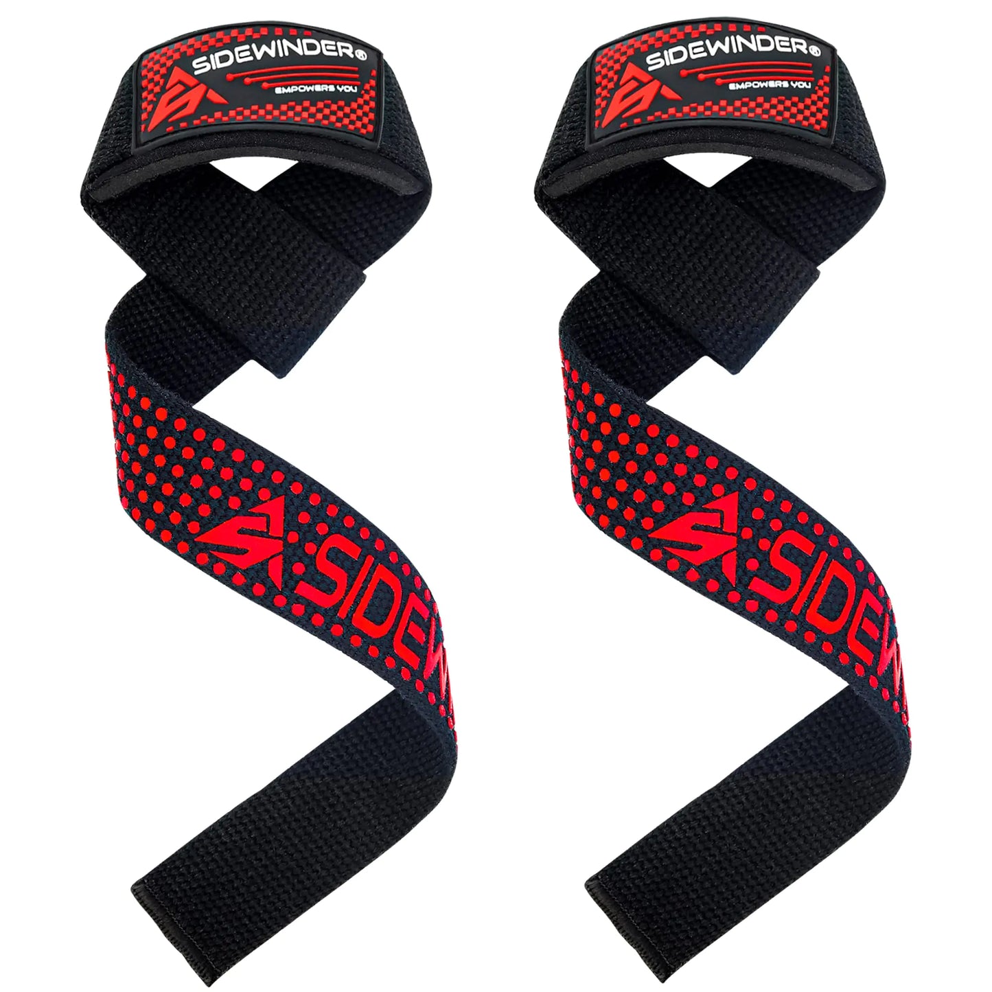 Sidewinder Weightlifting Straps Gym Fitness Training Hand Bar Wrist Support Bodybuilding Workout Deadlifts (Black)