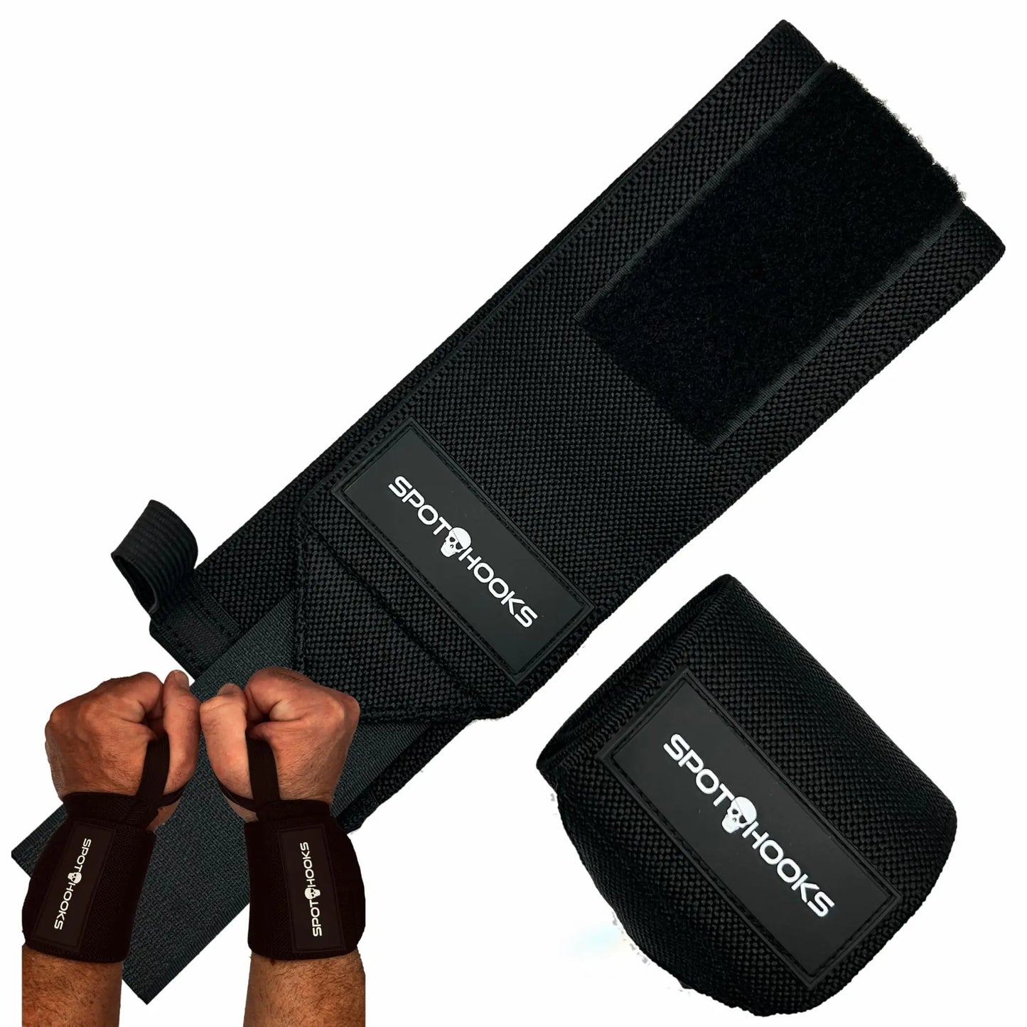 Gym Wrist Wraps for Weightlifting with Thumb Loop - Best Heavy Duty Support Wrist Straps Strength Training Powerlifting Bodybuilding - USPA IPL IPF Standards