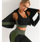 3PCS Women's Seamless Yoga Set - Leggings, Crop Top, Bra