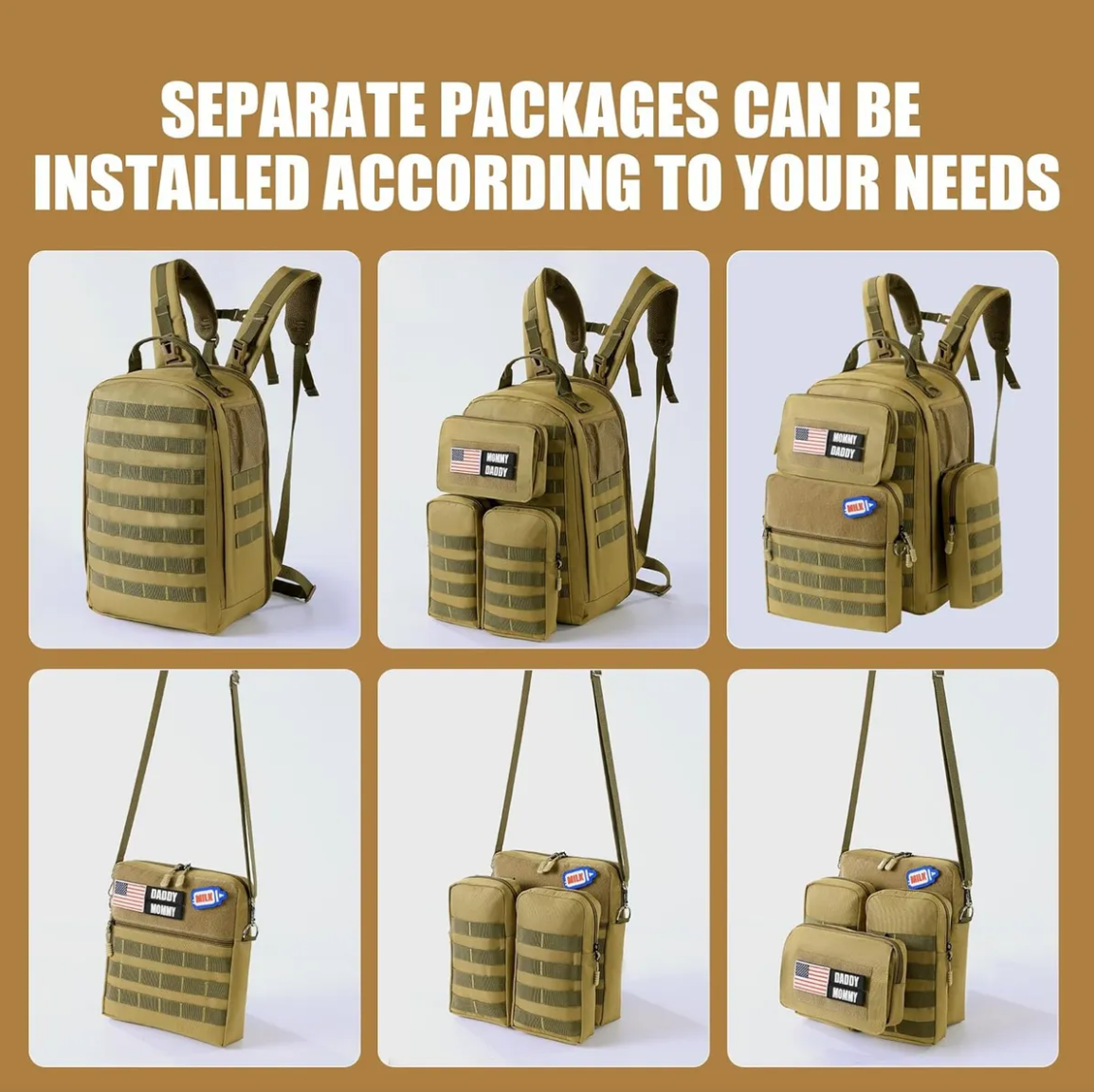 MABOZOO Baby Diaper Bag Backpack Combo with 4 Detached Bag Diaper Bag with Expandable Diaper Changing Station and Pad Dad Diaper Bag Baby Bag for Boys Girls