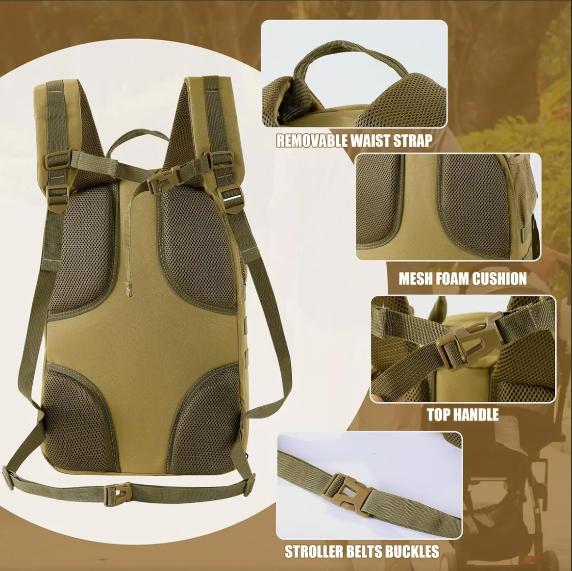 MABOZOO Baby Diaper Bag Backpack Combo with 4 Detached Bag Diaper Bag with Expandable Diaper Changing Station and Pad Dad Diaper Bag Baby Bag for Boys Girls