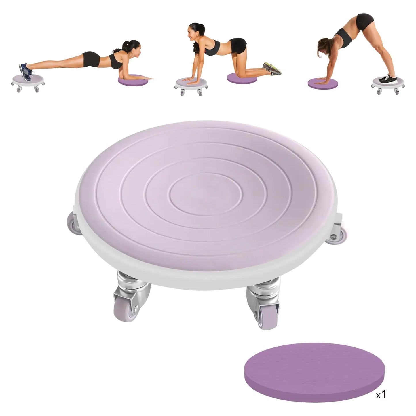 Tasidingster 6 Caster Ab Roller Ab Exercise Equipment with Knee Pads Ab Roller Wheel for Core Exercise Abdominal Strength Training for Home Gym 360° Silent Ab Workout Equipment (Purple)