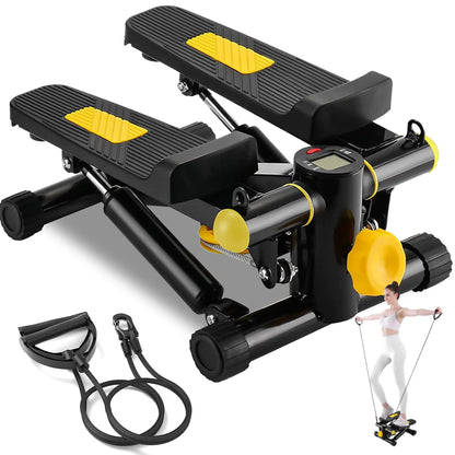GuuG Stepper for Exercise at Home :Mini Stair Stepper for Home with Resistance Bands Stepper Exercise Machine Yellow
