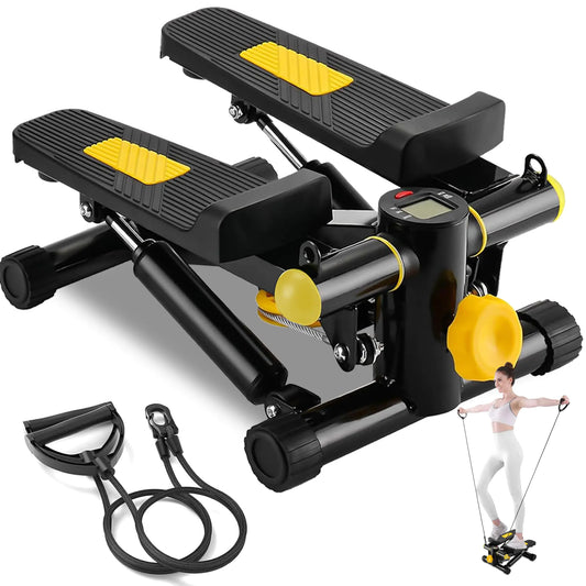 GuuG Stepper for Exercise at Home :Mini Stair Stepper for Home with Resistance Bands Stepper Exercise Machine Yellow