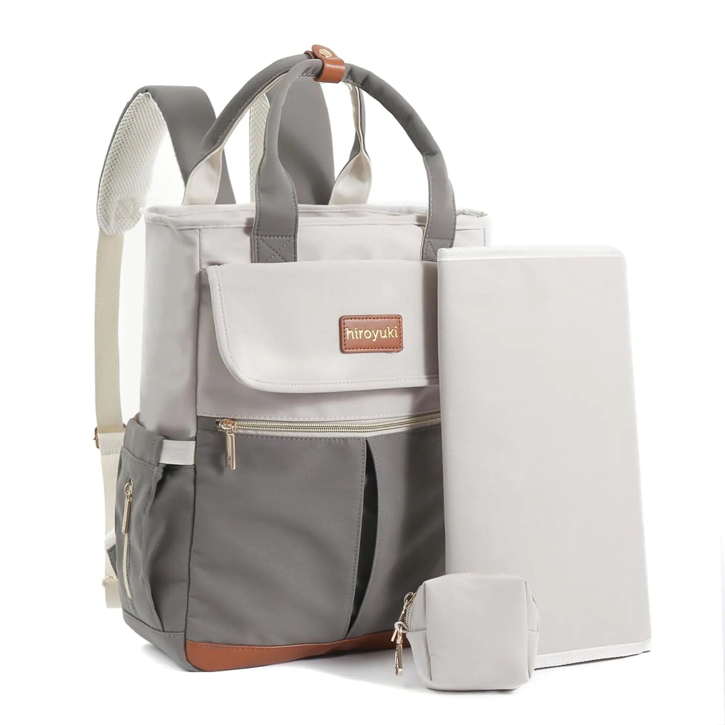 Hiroyuki Large Diaper Bag Backpack Diaper Backpack for Mom Baby Bag with Changing Pad Pacifier Case Waterproof Insulated Bag for Baby Boy and Girl