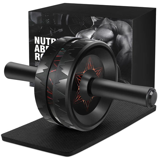 AB Roller Wheel - Ab Roller for Abdominal Workout and Core Strength Training Portable Ab Wheel Roller Exercise for Men Women Fitness Lover No Noise Ab Wheels with Thick Knee Pad for Home Gym &Travel