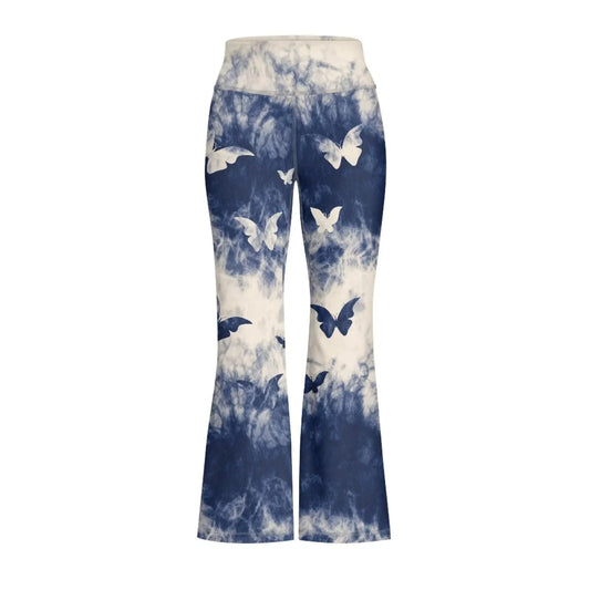 Tutolipy Butterfly Print Flare Yoga Leggings for Girls Soft Tie Dye Tummy Control Bell Bottoms Yoga Pants Smooth Yoga Pants Yoga Leggings for 5-14 Junior Kids