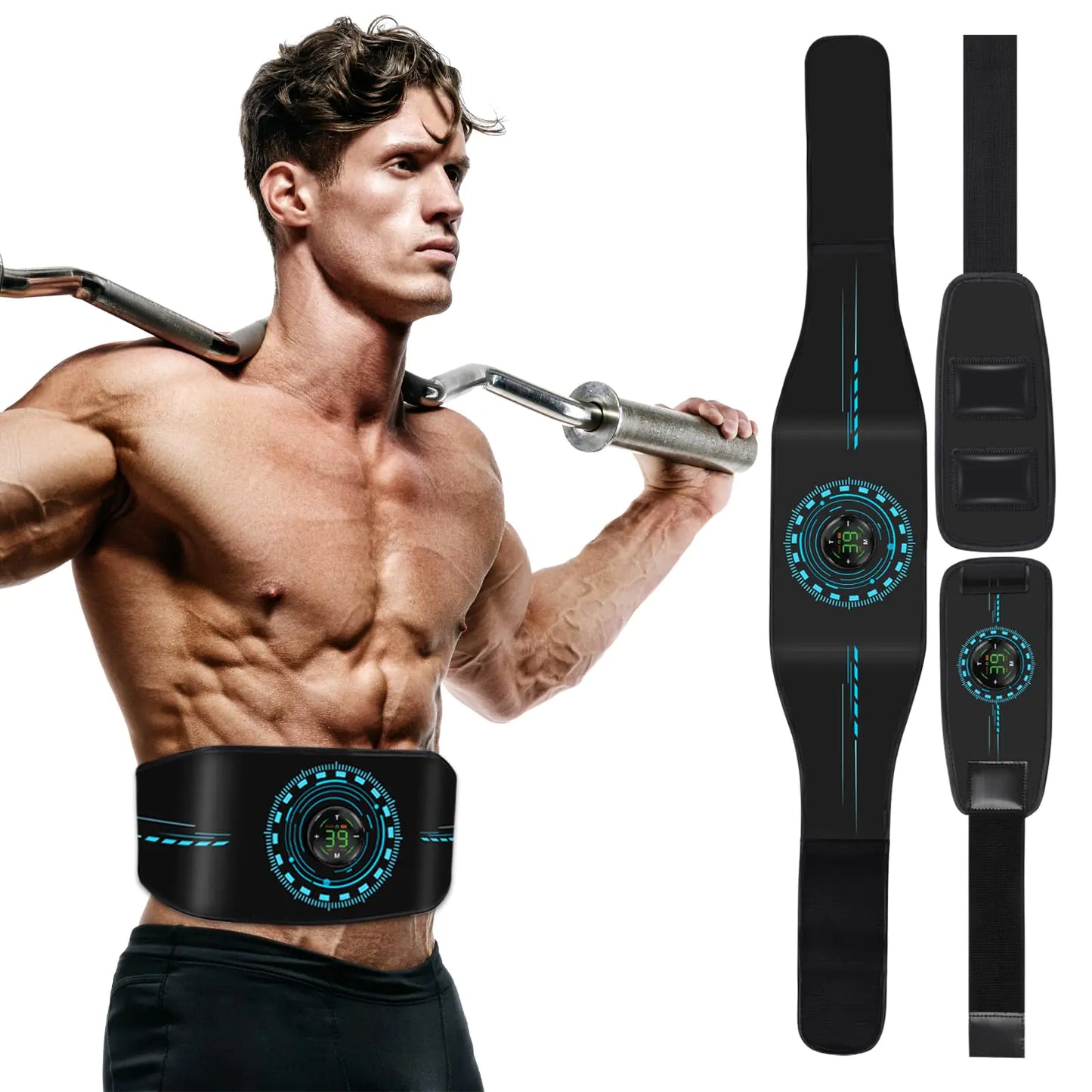 ABS Stimulator Muscle Machine Workout Equipment Ab Toning Belt Muscle Toner Fitness Training for Abdomen/Arm/Leg Rechargeble Ab Trainer for Home Body Shape