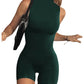 Floerns Womens Sleeveless Mock Neck Gym Yoga Unitard Rompers Jumpsuits Dark Green Small