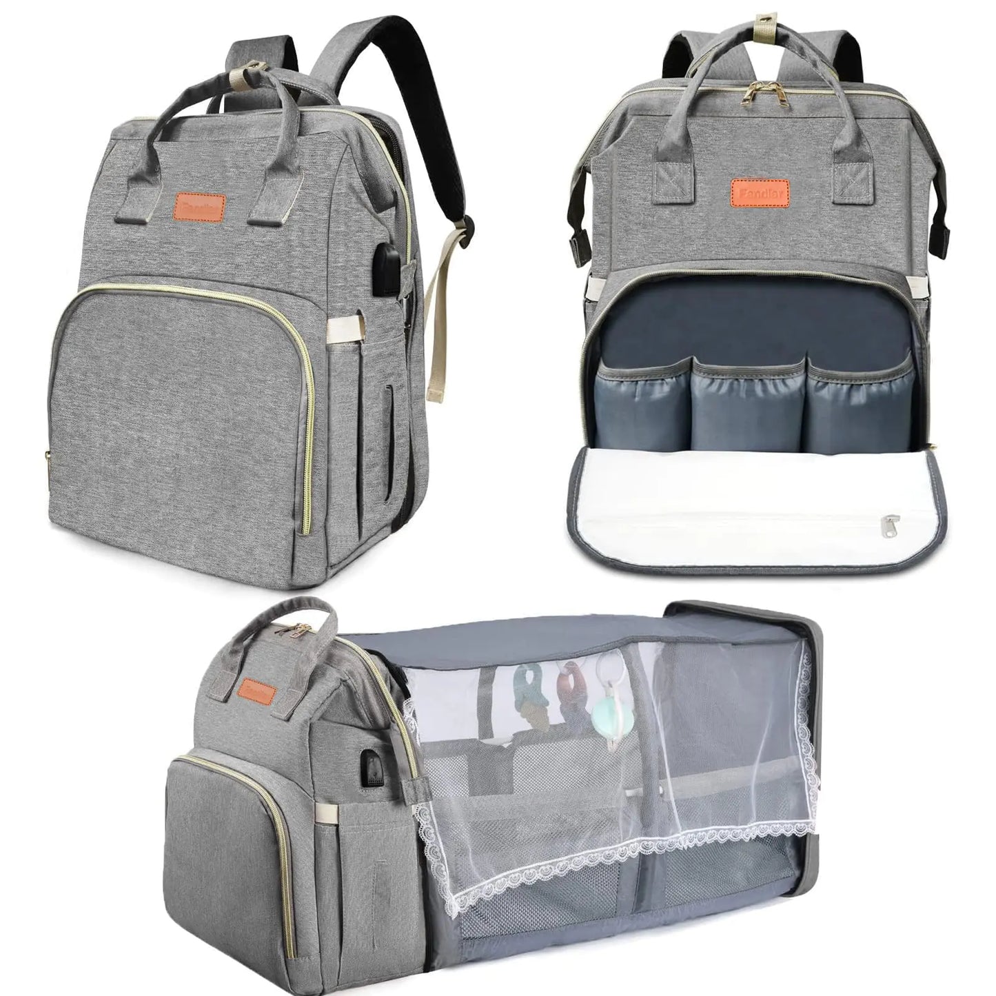 Diaper Bag Backpack Diaper Dag with changing station Multi-functional Travel Bag Waterproof Diaper Bag Baby Diaper Bag Baby Bag for Boys and Girls Gray