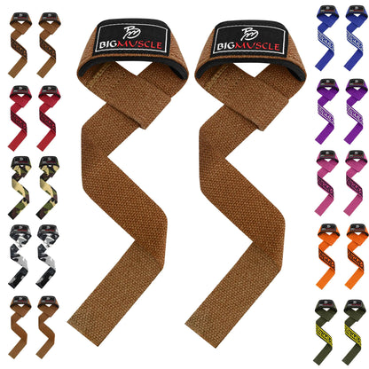 Big Muscle Wrist Straps for Weight Lifting - 24 Lifting Straps for Weightlifting | Gym Wrist Wraps with Extra Hand Grips Support for Strength Training | Deadlifting (Brown)
