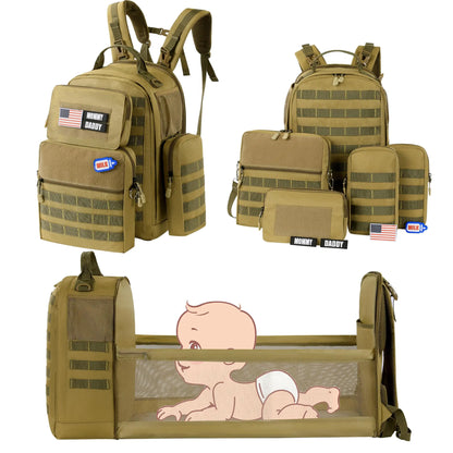 MABOZOO Baby Diaper Bag Backpack Combo with 4 Detached Bag Diaper Bag with Expandable Diaper Changing Station and Pad Dad Diaper Bag Baby Bag for Boys Girls