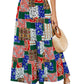 Berydress Floral Maxi Skirt for Women Ankle Length Casual Summer Elastic Waisted Tiered Flowy Long Skirt(L6234-Patchwork)