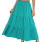 HUSKARY Maxi Skirts for Women Summer Fall Casual Elastic High Waist Pleated A-Line Flowy Swing Long Tiered Beach Skirt
