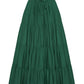 Women Summer Tiered Maxi Skirt Elastic Waist Renaissance Skirt Boho Beach Flowy Long Skirts Dark Green XL