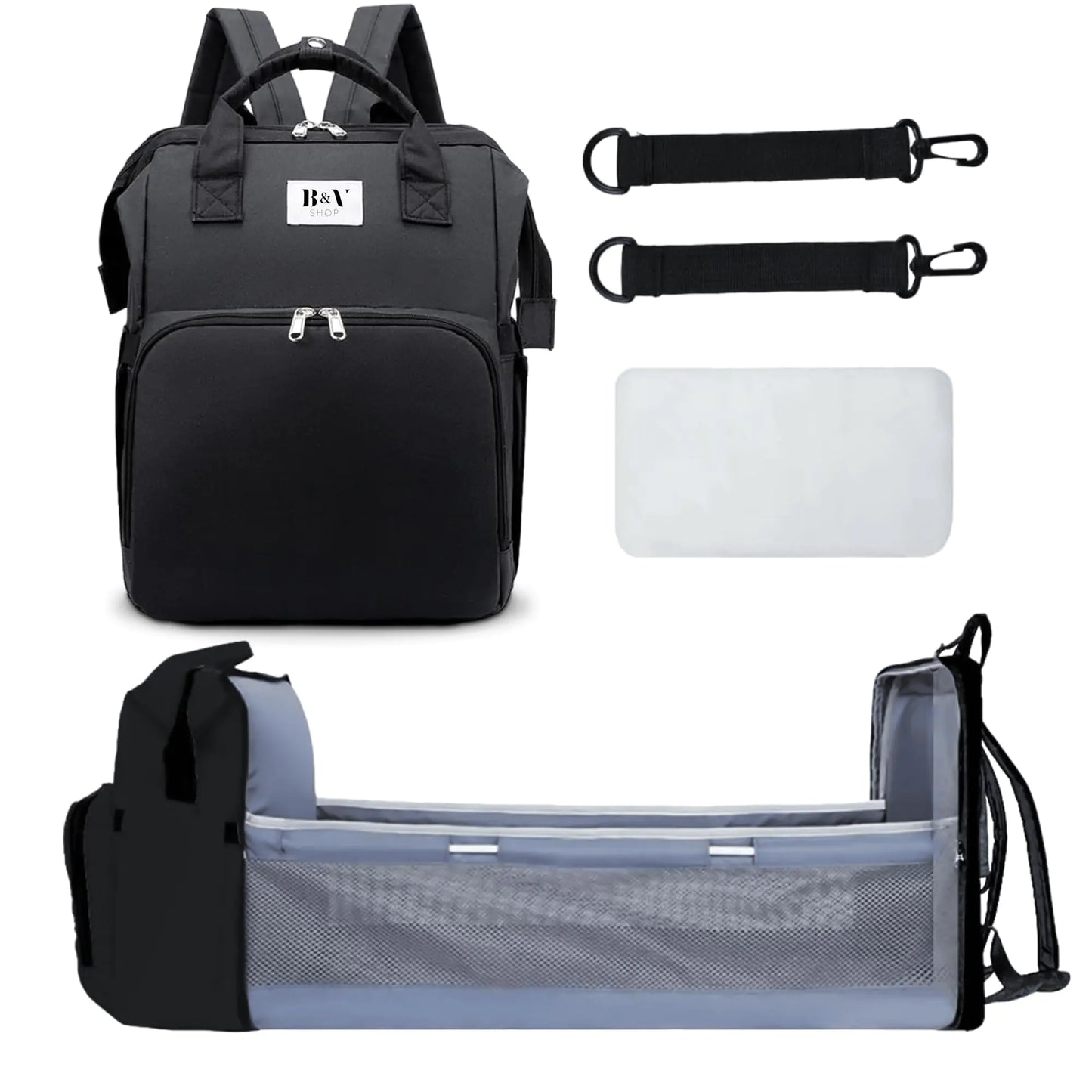 B&V SHOP Diaper bag backpack whit changing station Diaper bag Baby diaper bag Multifunctional diaper bag backpack for travel Large diaper bag with changing station black