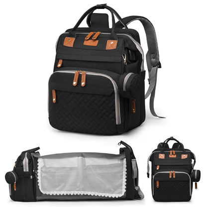 JKJRJJ Diaper Bag Backpack with Changing Station Large Diaper Bag For Boys And Girls Multifunctional Waterproof Travel Diaper Backpack Baby Bag with USB Charging Port for Moms Dadsblack